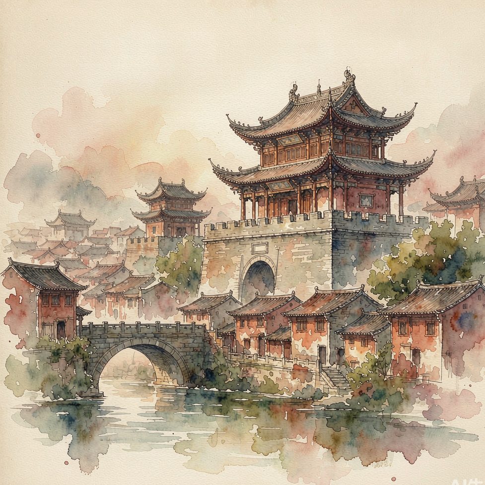 此心安处 手绘古城门